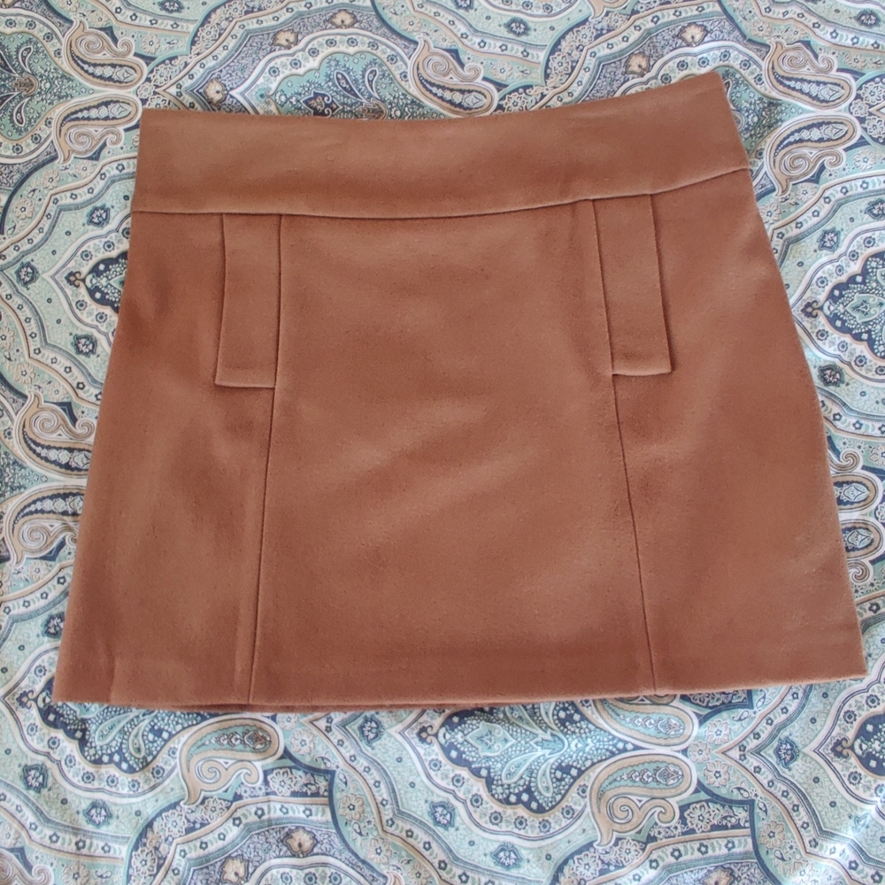 Elegant Camel Tan Women's Wool Skirt